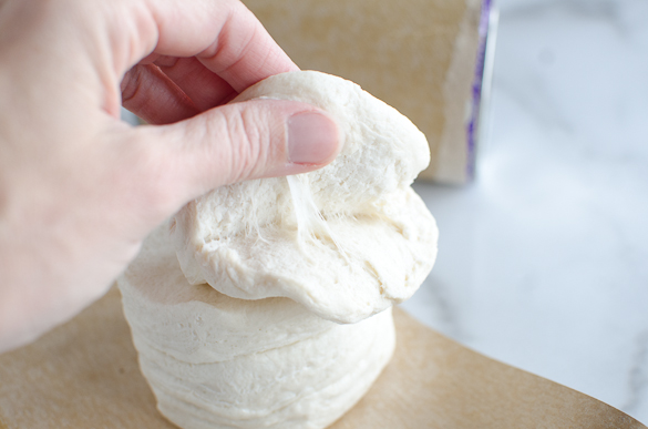 separating biscuit dough in half