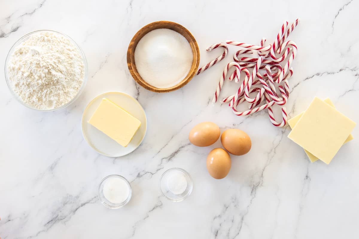 ingredients to make candy cane biscotti recipe