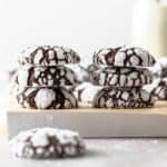 double stack of chocolate crinkle cookies