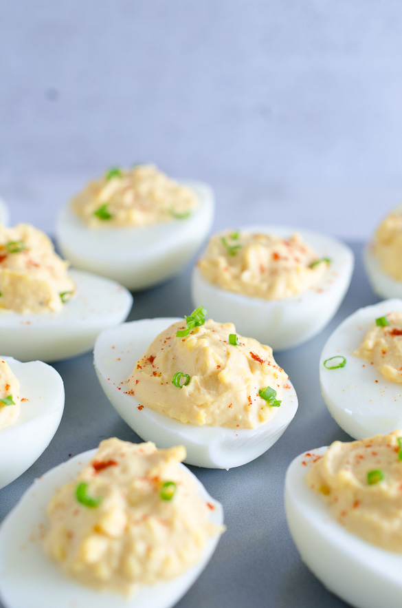 plate of deviled eggs