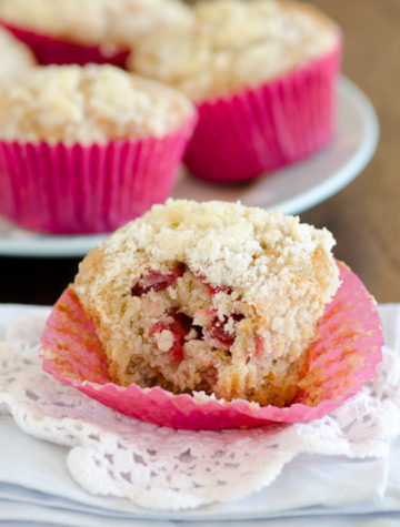 Strawberry Banana Muffins with Streusel Topping from SeededAtTheTable.com