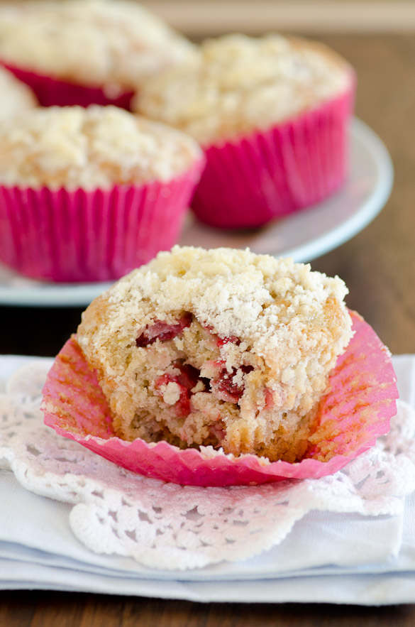Strawberry Banana Muffins with Streusel Topping from SeededAtTheTable.com