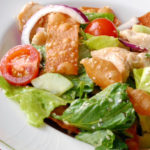 asian salad with crispy wonton topping