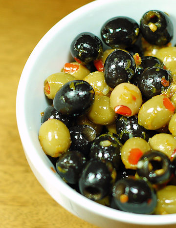 Marinated Olives are easy to prepare yet complex with delicious flavor! Use different types of olives to create many variations.