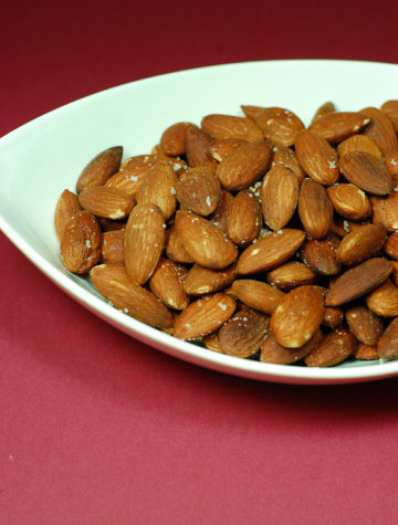 How to roast almonds in the oven for Salted Roasted Almonds.