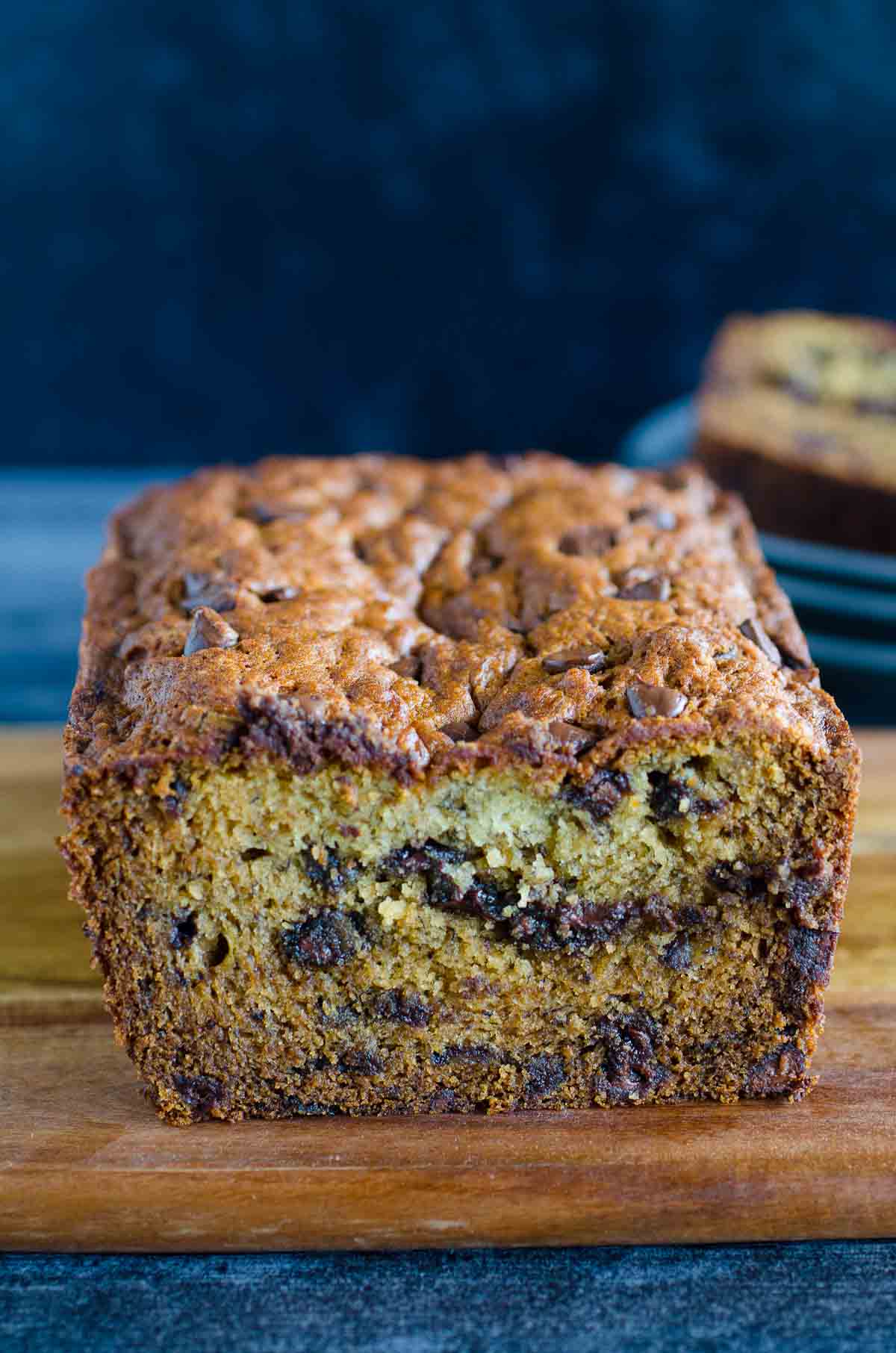 a loaf of banana bread with chocolate swirls
