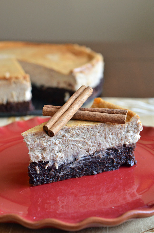 This Mexican Brownie Bottom Cheesecake is the BEST Cinco de Mayo dessert.  A Mexican spiced brownie is topped with an easy homemade cheesecake.  You can't go wrong with brownies AND cheesecake!