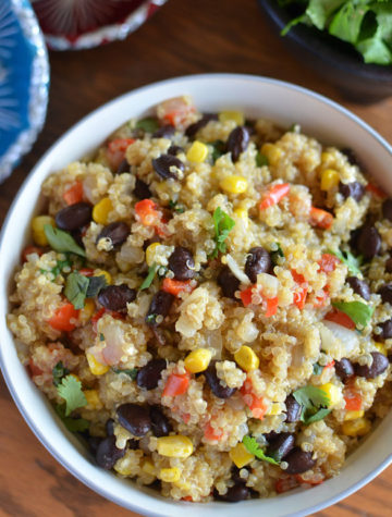 Southwest Black Bean Quinoa - the perfect Tex-Mex side dish easily prepared for serving warm or as a cold salad. Use in taco bowls or a side dish for tacos!