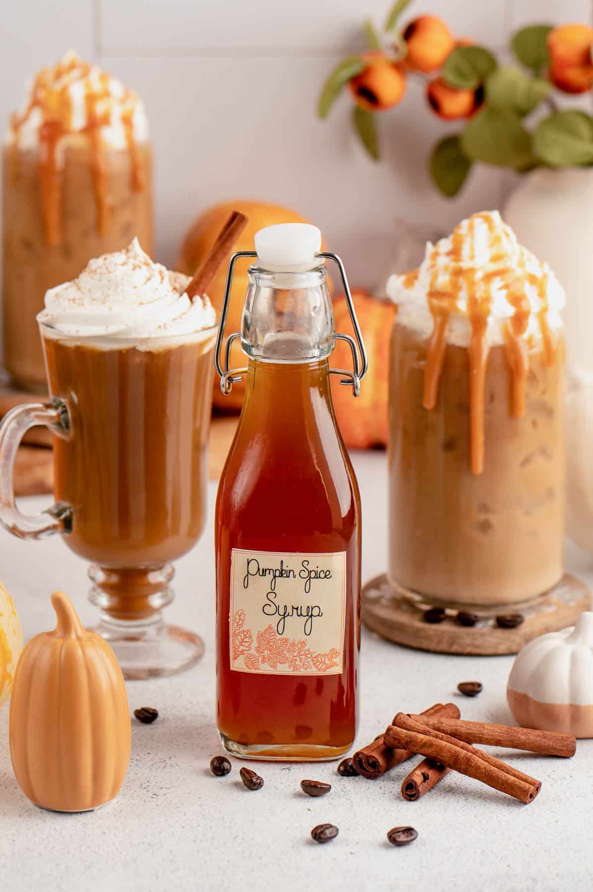 pumpkin spice syrup and coffee drinks