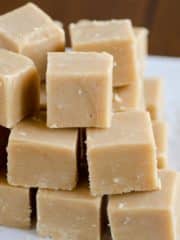 stack of peanut butter fudge