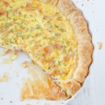 overhead photo of quiche with pie crust