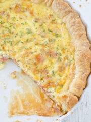 overhead photo of quiche with pie crust
