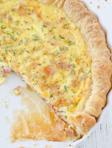 overhead photo of quiche with pie crust