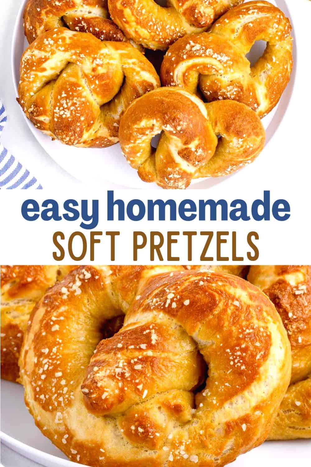 My favorite homemade soft pretzels recipe makes buttery and soft knots that rival any mall pretzels! You can also use this recipe to make pretzel bites, buns, bread or rolls.