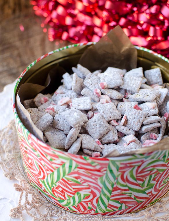 A Christmas holiday version of your favorite chocolaty Chex mix, this Peppermint Mocha Muddy Buddies snack has a hint of espresso and peppermint crunch!