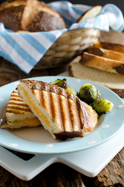 Grilled Cheese Panini on Pretzel Bread