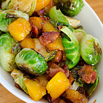 Brussels Sprouts with Mango and Bacon