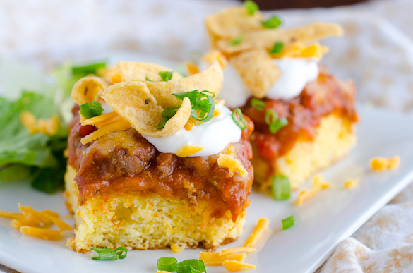 These chili cornbread squares feed a crowd, giving you the perfect dish for a party or potluck dinner.