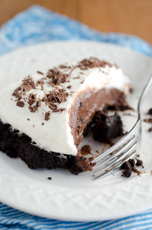 Double-Chocolate Cream Pie - a chocolate crust and a chocolate filling - by SeededAtTheTable.com