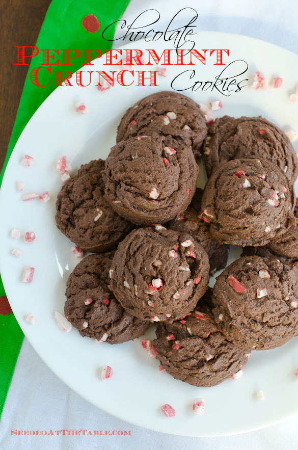 Chocolate Peppermint Crunch Cookies by SeededAtTheTable.com