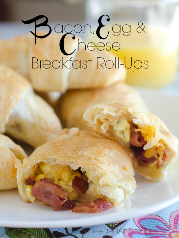 Bacon, Egg & Cheese rolled into refrigerated crescent rolls for a breakfast in one! by SeededAtTheTable.com