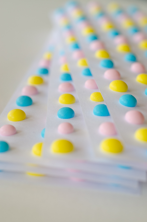 Stack of homemade candy dots.