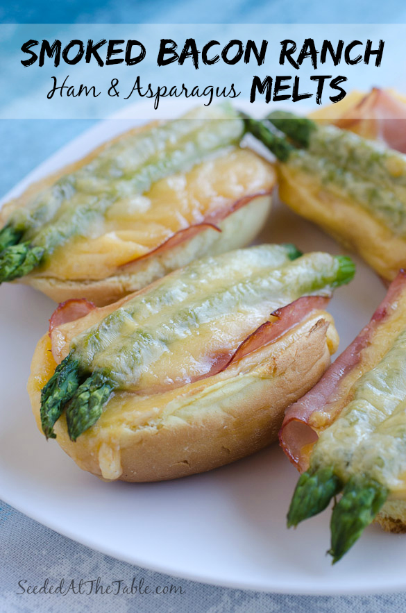 Smoked Bacon Ranch Ham and Asparagus Melts by @SeededTable #HiddenValleyIt