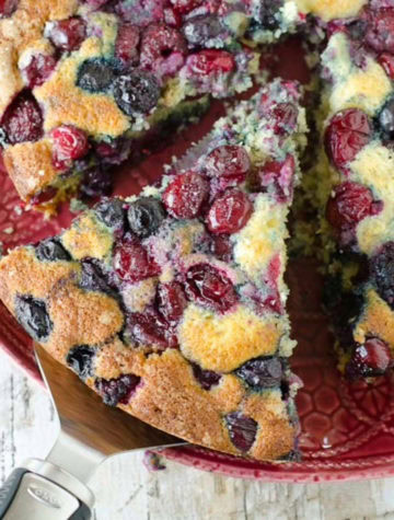 mixed berries baked into a cake