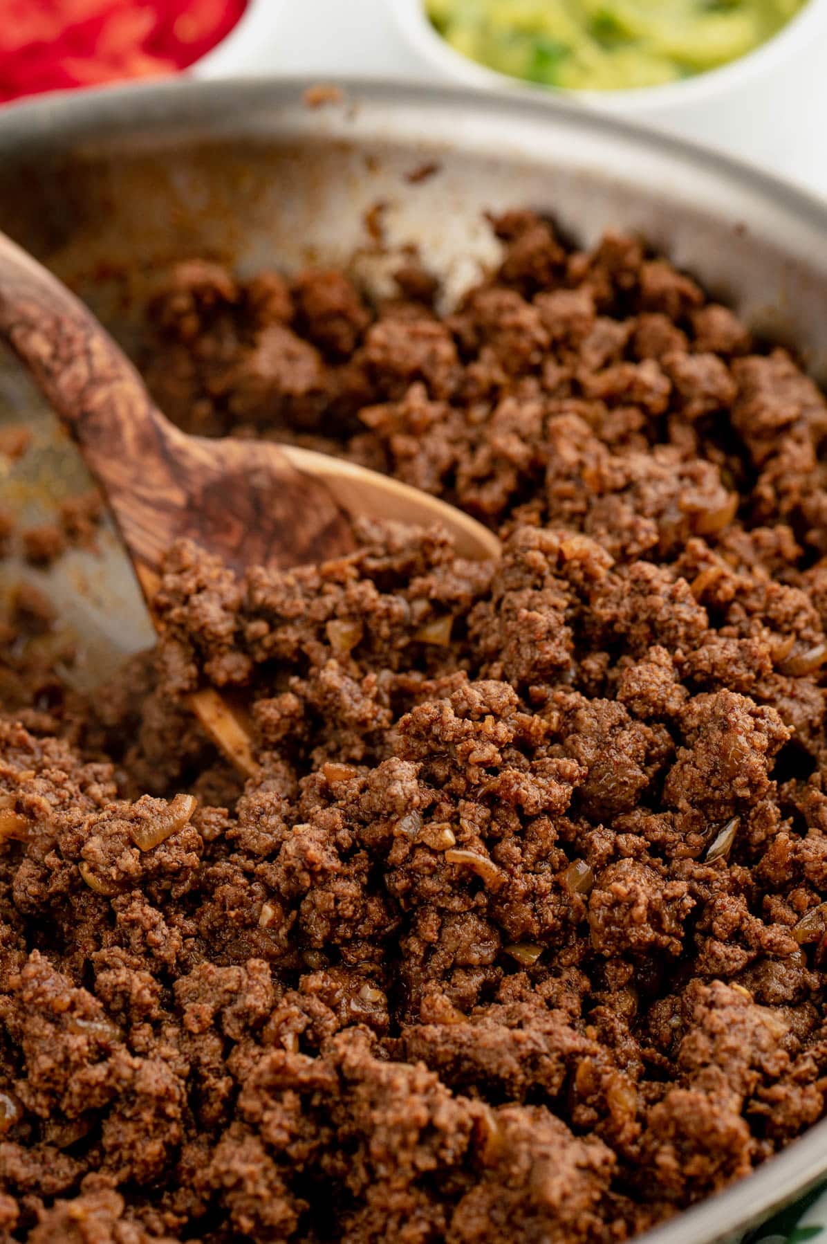 skillet full of beef taco meat