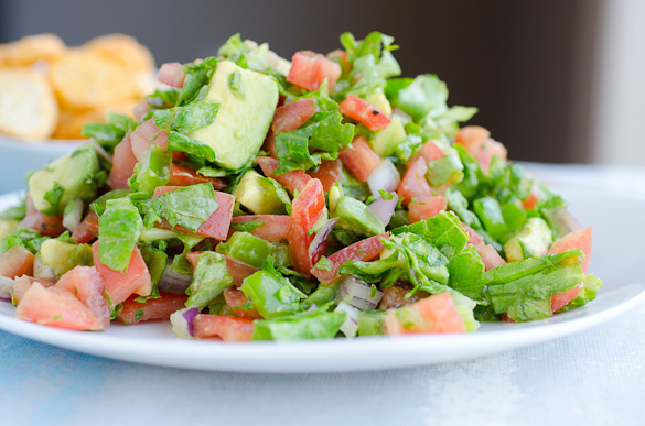Fresh Salsa Chopped Salad - tomato salsa combined with chopped lettuce and a lime juice dressing