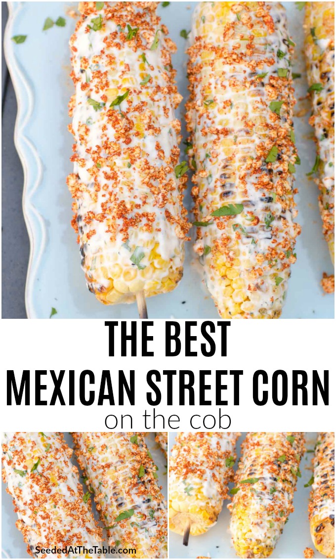 Mexican Street Corn is grilled corn on the cob smothered with a creamy spread and then sprinkled with a Mexican cheese topping. This is the best easy Mexican street corn on the cob!