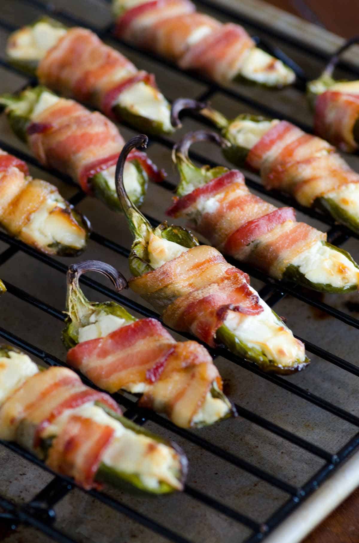 bacon wrapped jalapenos on the grill