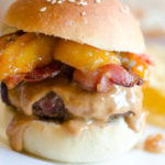 Peanut Butter and Bacon Burgers with Peach Chutney
