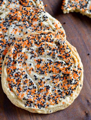 Round sugar cookie with halloween sprinkles