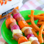 Roasted Root Vegetables and Hot Dog Skewers - Kid Friendly and Well-Balanced 30 Minute Meal Idea