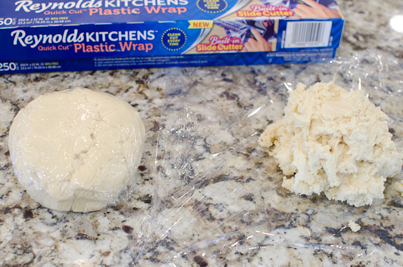 wrapping sugar cookie dough in plastic wrap