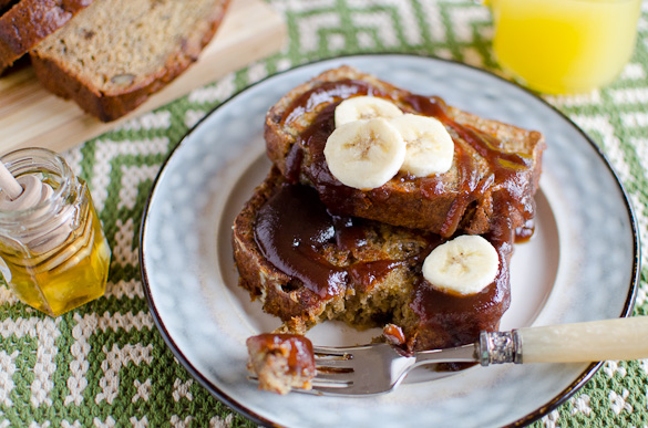 Apple Butter Banana Bread French Toast with Apple Butter Honey Syrup