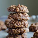 stack of no bake chocolate oatmeal cookies