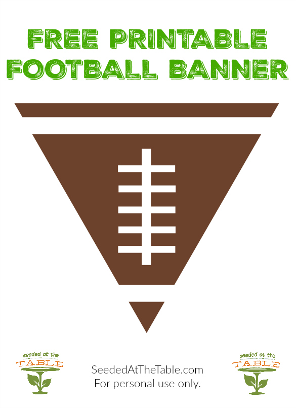 FREE! Printable Football Banner - perfect for your fireplace mantle, party food table, over the door entrance or any football party decor! SUPER BOWL decorations!