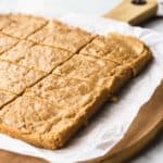 peanut butter protein bars cut into squares