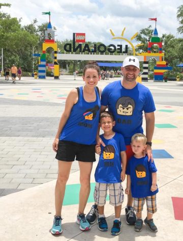 Family LEGO shirts plus photos of LEGOLAND Florida Resort in Winter Haven, FL near Orlando.
