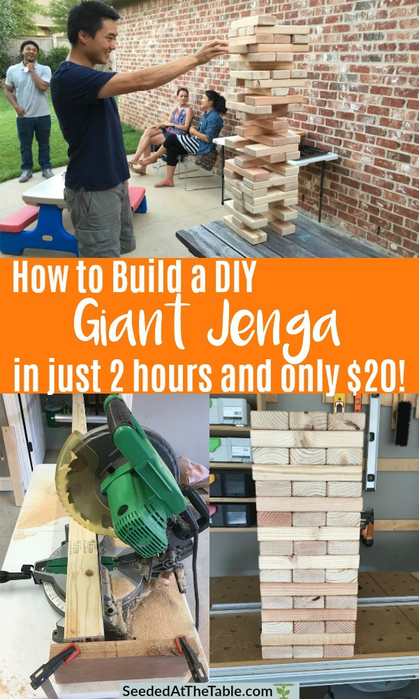 You can make this Giant Jenga game within two hours.  These large Jenga sets retail for upwards of $100.  You can make it for $20.
