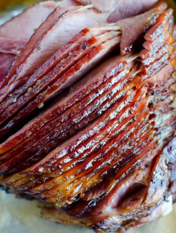 Oven Baked Ham - Such an easy recipe with homemade brown sugar glaze. The simplest, most tasty ham!