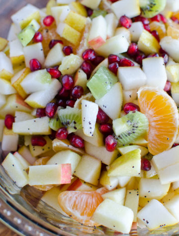 Winter Fruit Salad with Honey Lemon Poppy Seed Dressing - an easy and beautiful fruit dish for your winter gathering.