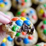Chocolate Chip M&M Cookies - My go-to chocolate chip cookie recipe loaded with chocolate chunks and topped with M&M's. It's almost impossible to stop eating them right from the oven!