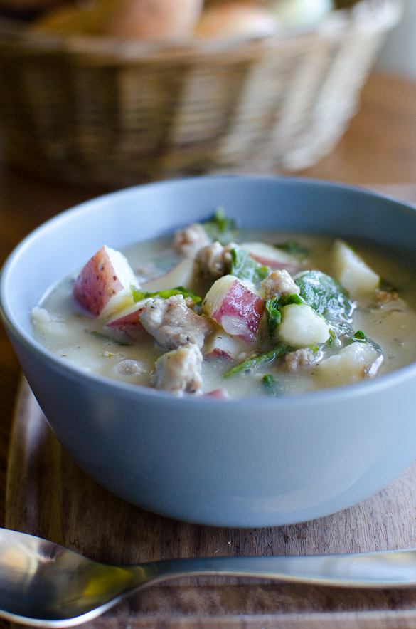 Sausage, Kale and Potato Soup - A simple and healthy potato soup with sausage and kale that is reminiscent of the familiar Zuppa Toscana at your favorite restaurant. This recipe can easily be Whole30 compliant and is full of flavor.