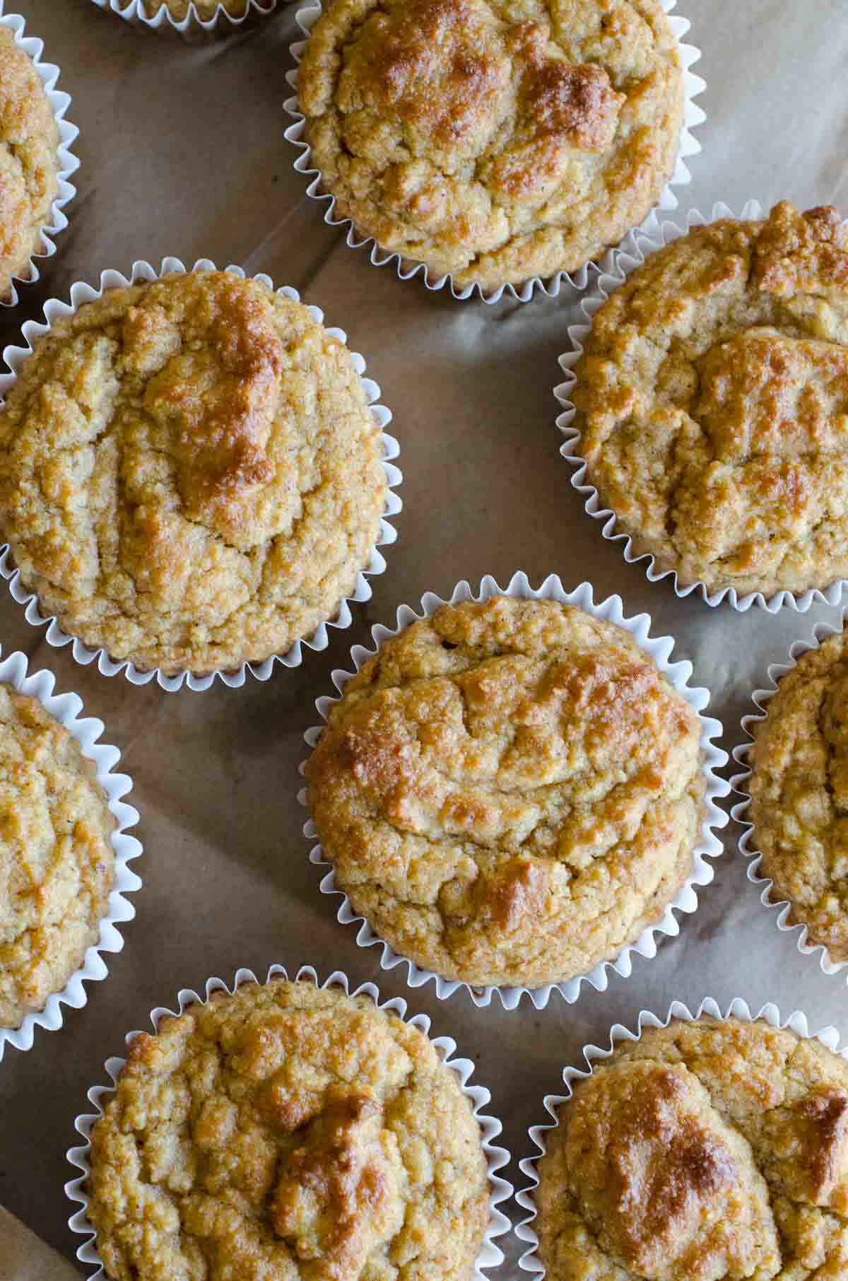 top view of almond flour banana muffins