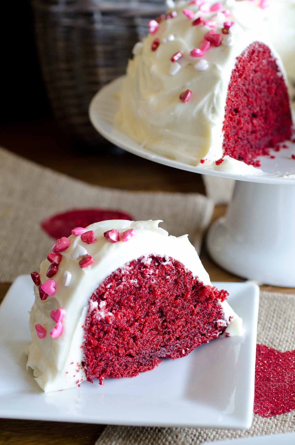 red velvet cake with sprinkles