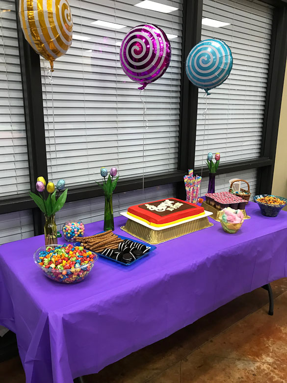 We hosted a Willy Wonka Birthday Party for Simon's 5th birthday. We had fun with Willy Wonka decorations, Willy Wonka food, and Willy Wonka activities!