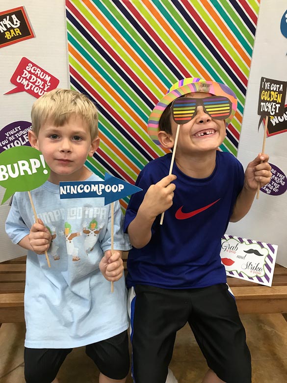 We hosted a Willy Wonka Birthday Party for Simon's 5th birthday. We had fun with Willy Wonka decorations, Willy Wonka food, and Willy Wonka activities!